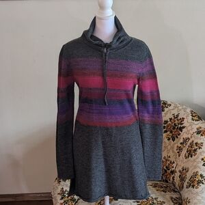 Krimson Klover Gray and Pink Striped Cowl Neck Sweater